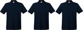 3-Pack maat 2XL donkerblauw polo shirt premium van katoen voor heren - Polo t-shirts voor heren