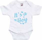 Its a boy gender reveal cadeau tekst baby rompertje wit jongens - Kraamcadeau - Babykleding 80 (9-12 maanden)