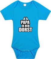 Papa ik heb dorst tekst baby rompertje blauw jongens - Kraamcadeau/babyshower cadeau - Babykleding 68 (4-6 maanden)