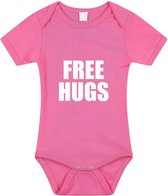 Free hugs tekst baby rompertje roze meisjes - Kraamcadeau - Babykleding 68 (4-6 maanden)