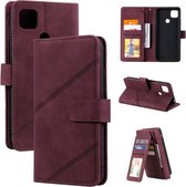 Voor Xiaomi Redmi 9C Skin Feel Business Horizontale Flip PU Lederen Case met Houder & Multi-Card Slots & Portemonnee & Lanyard & Fotolijst (Rood)