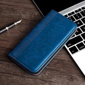 Voor Xiaomi Mi 11 Ultra Grid Textuur Magnetische PU + TPU Horizontale Flip Lederen Case met Houder & Kaartsleuf (Blauw)
