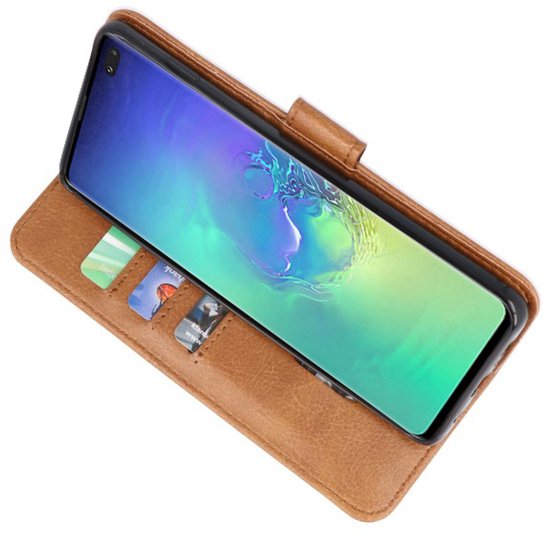 Bookstyle Wallet Cases Étui pour Samsung Galaxy S10 Plus Marron