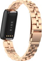 YONO Schakel Bandje geschikt voor Fitbit Luxe - Vervangende RVS Armband - Rose Gold