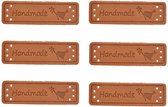 6 luxe PU lederen labels - Handmade - Vogel - Handgemaakt label set 6 stuks - 5,5 x 1,5 CM