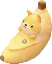 XXL shiba in banaan kawaii knuffel - knuffel - 55 cm - zacht - geel