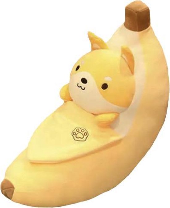 XXL shiba in banaan kawaii knuffel - knuffel - 55 cm - zacht - geel |  bol.com