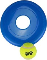 Honden frisbee & tennisbal - Blauw / Geel - Kunststof - Ø 12 & Ø 6 cm - Rond