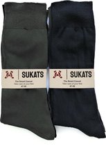 Sukats® Huissokken Kort - Homesocks - 2 Paar - Maat 43-46 - Anti-Slip - Navy - Heren Huissokken - Sloffen