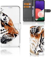 Hoesje met Tekst Geschikt voor Samsung Galaxy A22 5G Telefoon Hoesje Tiger