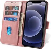 iPhone 12 Pro Hoesje van Leer Roze - Luxe Lederen iPhone 12 Pro Hoes Flip Case Roze - Roze Leren Bookcase Hoes Met Pashouders Voor iPhone 12 Pro - Smartphonica