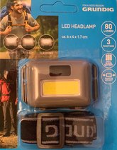 hoofdlamp - led hoofdlamp - led headlamp - grundig - grundig hoofdlamp - 80 lumen - 3 functions - 6x4x1.7 cm - stand bright, steady, flashing, - grijs -