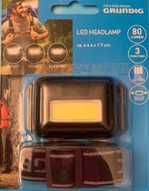 hoofdlamp - led hoofdlamp - led headlamp - grundig - grundig hoofdlamp - 80 lumen - 3 functions - 6x4x1.7 cm - stand bright, steady, flashing, - zwart -