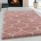 Extra hoogpolig shaggy vloerkleed Salsa - roze - 140x200 cm