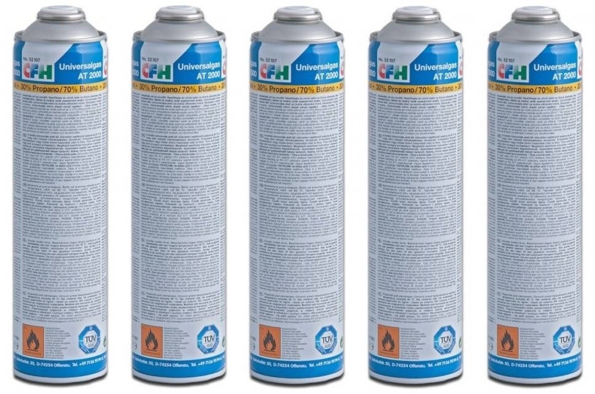 Universele gasfles | 600ML | 5x met schroefdraad verbinding