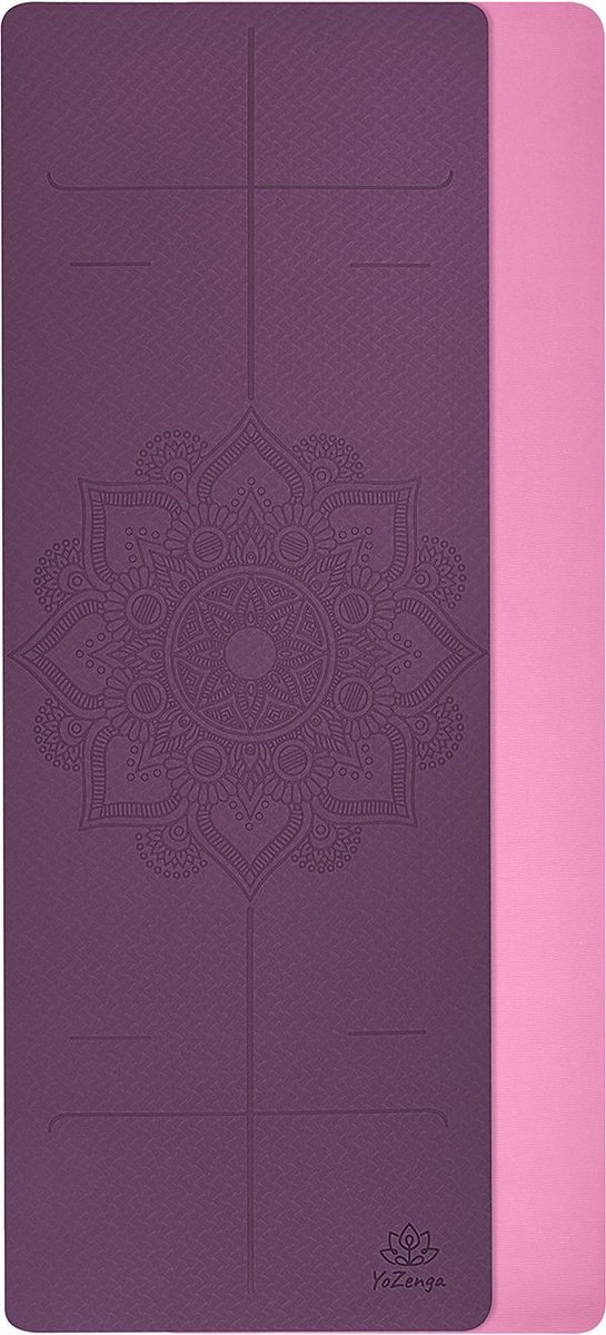 YoZenga Premium Mat Mandala Flower Purple/Pink - Yoga Mat - Extra Dikke Antislip TPE Sportmat - Duurzaam & Lichtgewicht - Inclusief Draagriem van YoZenga — afbeelding 3