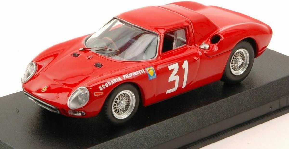 De 1:43 Diecast Modelcar van de Ferrari 250 LM Coupe #31 Winnaar van Monza van 1964. De bestuurder was N. Vaccarella. De fabrikant van het schaalmodel is Best Model. Dit model is alleen online verkrijgbaar