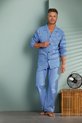 Robson Heren pyjama met gulp - knoopsluiting Martin - 58 - Blauw