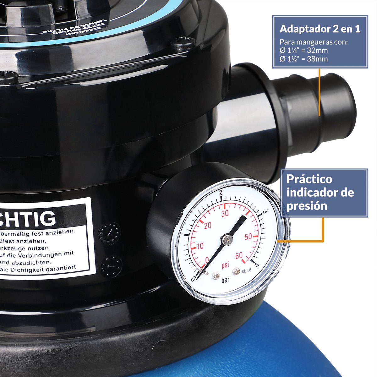 Monzana Zandfilterpomp - 10.200-L/u - Incl. Watertester pH Chloor – foto 4