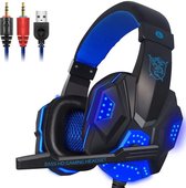 Storebyfour.com® Gaming Headset PRO met Microfoon - Gaming Headsets - 3,5 mm Jack en USB - Noise Reduction - Zwart/Blauw