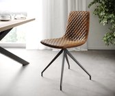 Set-van-4-gestoffeerde-stoel Novi-Adesso bruin vintage kruisframe