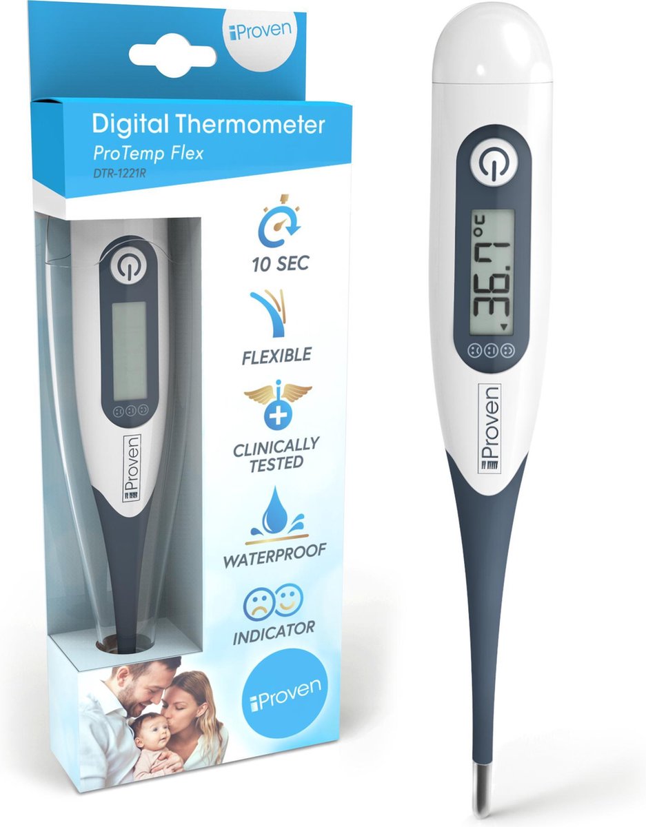 iProven DTR-1221A - Digitale thermometer met flexibele tip - Lichaamsthermometer voor Rectaal of Oraal gebruik - Baby Thermometer - iProven