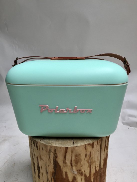 Glacière Polarbox 12 L Vert – Style Rétro – Garde Au Frais 24h – Sangle Cuir Réglable – Couvercle Plateau – Idéal Pique-nique Et Plage