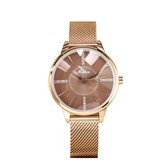 Longbo - Meibin - Dames Horloge - Rosé/Bruin - 34mm