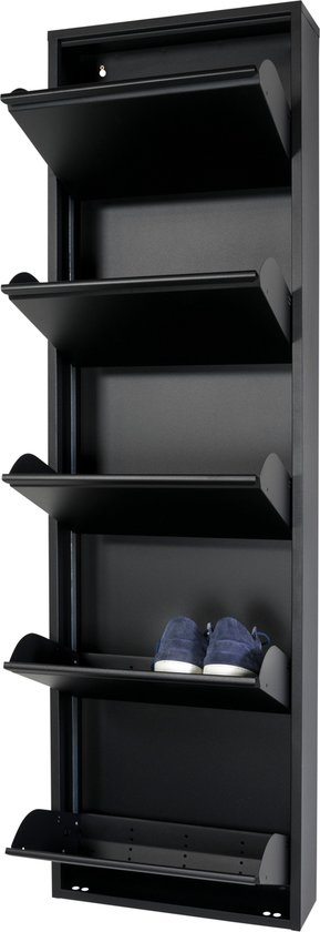Spinder Design Billy 5 - Schoenenkast met 5 vakken - 50x15x169 cm - Zwart |  bol.com