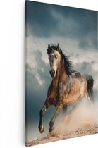 Artaza Canvas Schilderij Wilde Paard In Het Zand  - 80x120 - Groot - Foto Op Canvas - Canvas Print
