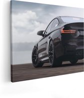 Artaza Canvas Schilderij Zwarte Sportwagen Auto Van Achter - 100x80 - Groot - Foto Op Canvas - Canvas Print