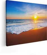 Artaza Canvas Schilderij Strand En Zee Tijdens Zonsondergang - 50x40 - Foto Op Canvas - Canvas Print