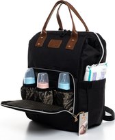 Sahra Luiertassen rugzak - Waterproof Baby verzorgingstas - Linnen -  Zwart- Kinderwagenhaken en Isoleervak - zonder USB poort
