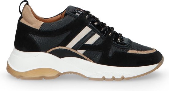 Zwarte dad sneakers met beige details