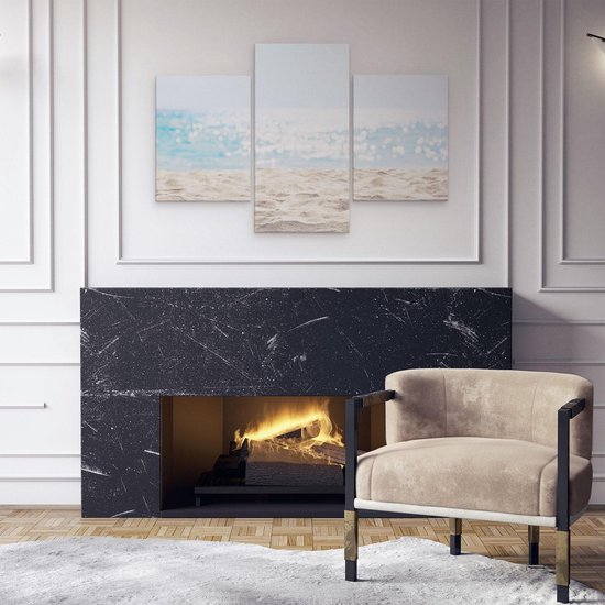 Artaza Canvas Schilderij Drieluik Helder Witte Strand Met Zee Uitzicht - 90x60 - Foto Op Canvas - Canvas Print