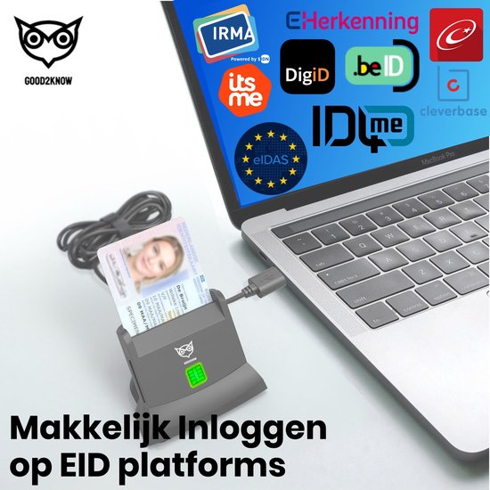Good2know Lettore Di Schede EID USB-A E USB-C Per Belgio, Compatibile PC E Mac, Smart Card Per Identità Digitale - 5