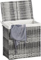 Wasmand met deksel - Rotan - Waszak - Grijs - 57L x 34W x 60H cm