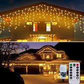 Lichtketting | Lichtgordijn | Lichtsnoer | 400 LEDS | 10 Meter | Kerstversiering | Kerstverlichting | Kerstdecoratie | Waterdicht | Binnen/Buiten | Warm Wit | IJspegellampen