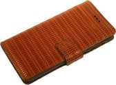 Made-NL Handgemaakte iPhone 13 mini book case reliëf mand print leer hoesje