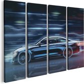 Artaza - Quadriptyque de peinture sur toile - Voiture de sport noire - 80x60 - Photo sur toile - Impression sur toile