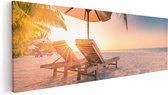 Artaza Canvas Schilderij Tropisch Strand Tijdens Zonsondergang - 90x30 - Foto Op Canvas - Canvas Print