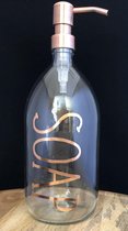 Zeepdispenser | Zeeppompje | Soap | transparant glas | 1ltr | Koper | Koper kleur metaal pomp | Glas