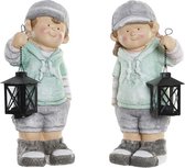 Decoratieve figuren DKD Home Decor Metaal Kristal Glasvezel Kinderen (2 pcs) (17 x 16 x 40 cm)