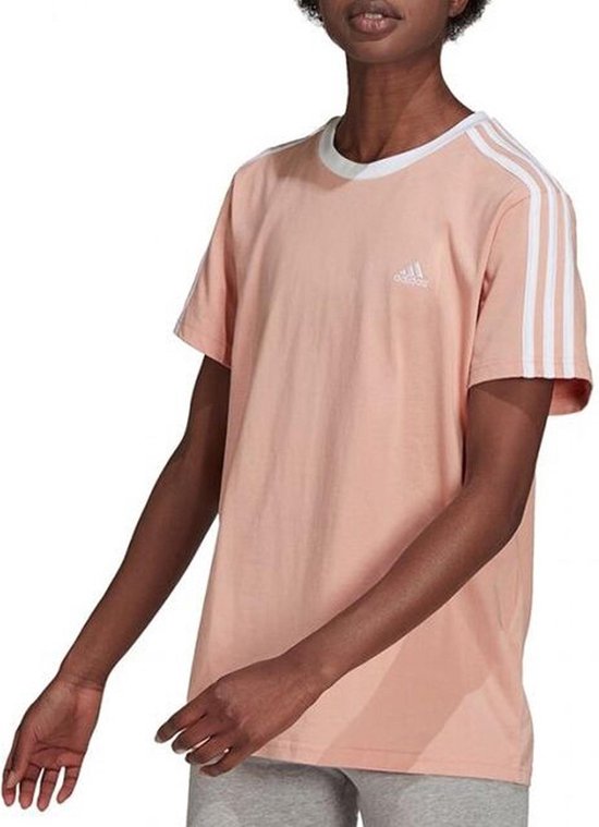 adidas T-shirt adidas Essentials 3-Stripes - Femme - Rose clair/Orange clair/Blanc  | bol.com