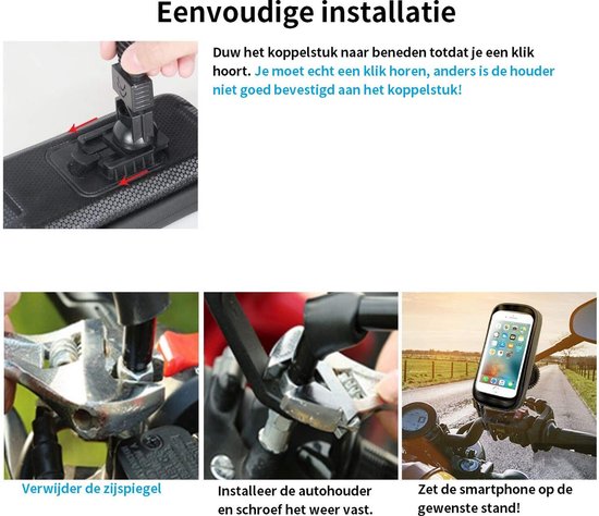 Telefoonhouder Scooter Waterdicht | Universeel | Zwart | Windscherm en  Spiegel |... | bol.com