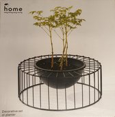 Home - decoratieve Plantenpot - Rond - Staal - Kunststof - H 12 cm - Diagonaal 32 cm