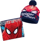 Marvel Spiderman set  - 2-delige winterset - muts + colsjaal - blauw - one size (+/- 3-6 jaar)