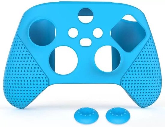 Siliconen bescherming hoesje Geschikt voor: Xbox One S / X - Game Controller case (blauw) + Thump grips