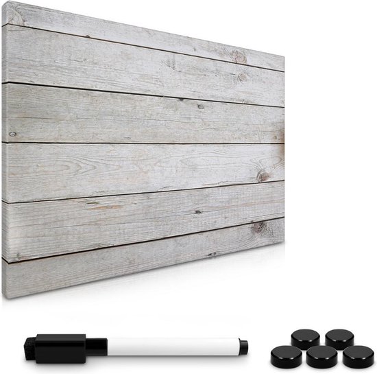 Navaris magnetisch whiteboard met stift - 40 x 60 cm magneetbord - uitwisbaar - met marker, magneten en montageset - om op te hangen - houten planken