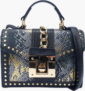 Fashionfanatics® Affi Crossbodytas Zwart Slangenprint - Studs - Draaisluiting - Dames